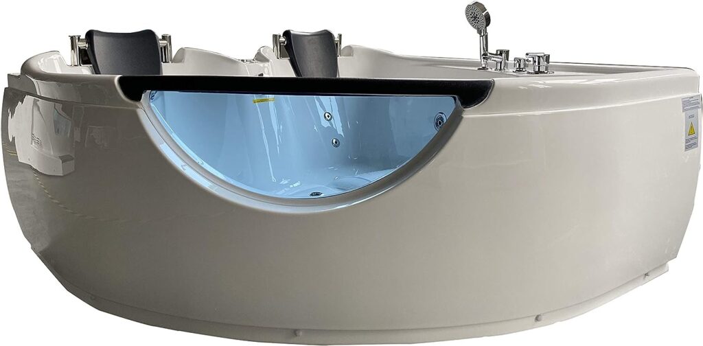 ARIEL Platinum BT-150150 Whirlpool Bathtub, 60” x 26.8” x 60” Inches Air Jetted Two Person Hot Tub with Hydro Massage and Multiple Smart Features