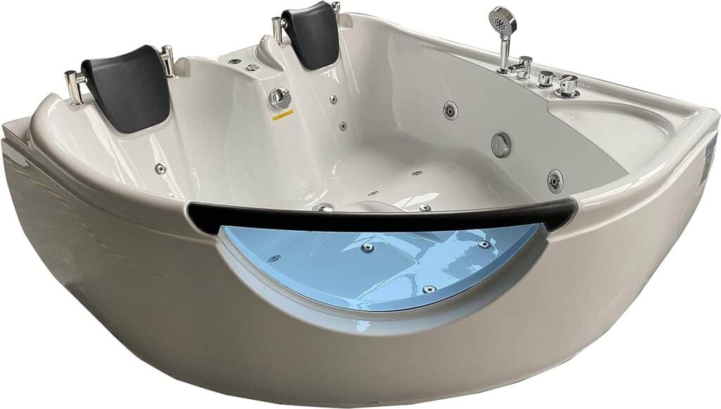 ARIEL Platinum BT-150150 Whirlpool Bathtub, 60” x 26.8” x 60” Inches Air Jetted Two Person Hot Tub with Hydro Massage and Multiple Smart Features