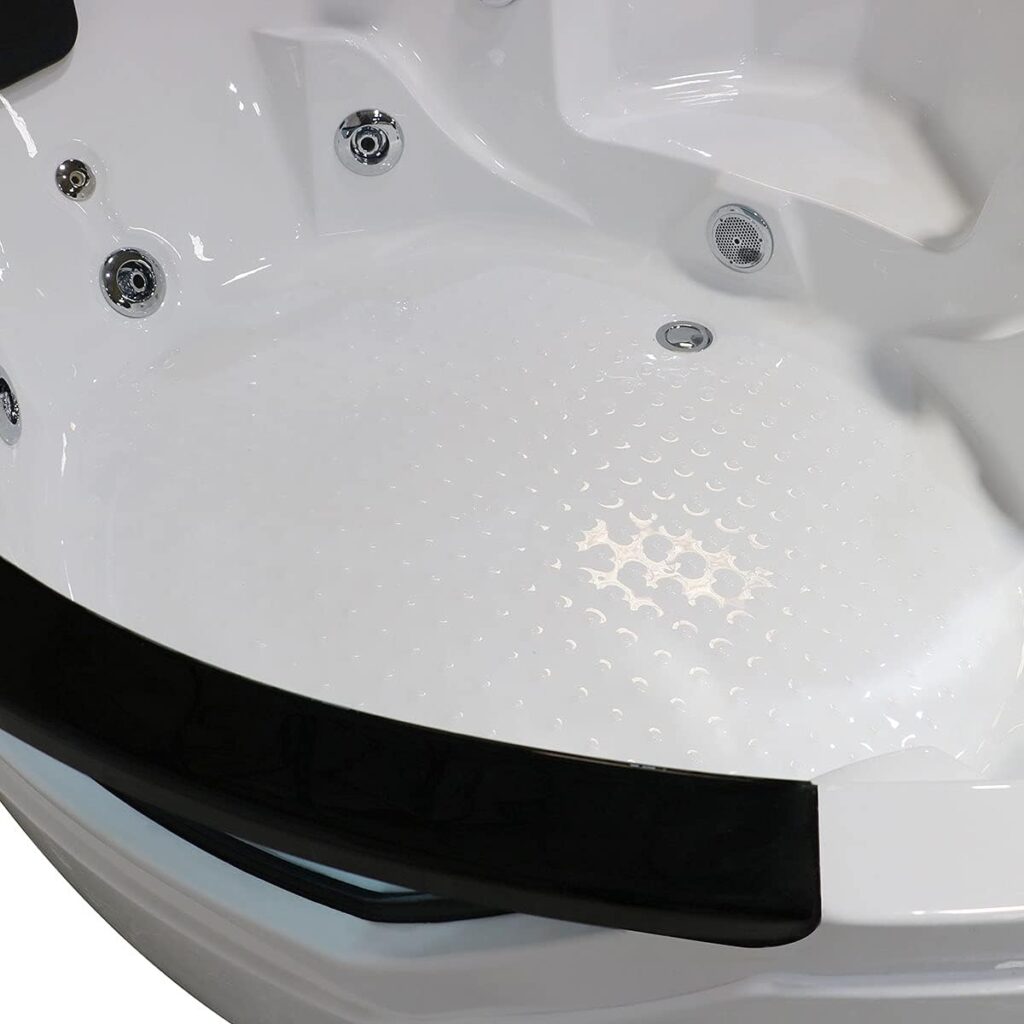 BHBL 61 x 61 In Freestanding Whirlpool Bathtub, Fan Shaped Back to Wall Whirlpool Tub, Therapy Massage Soaking Tub with Double Pillow (DK-Q312N)