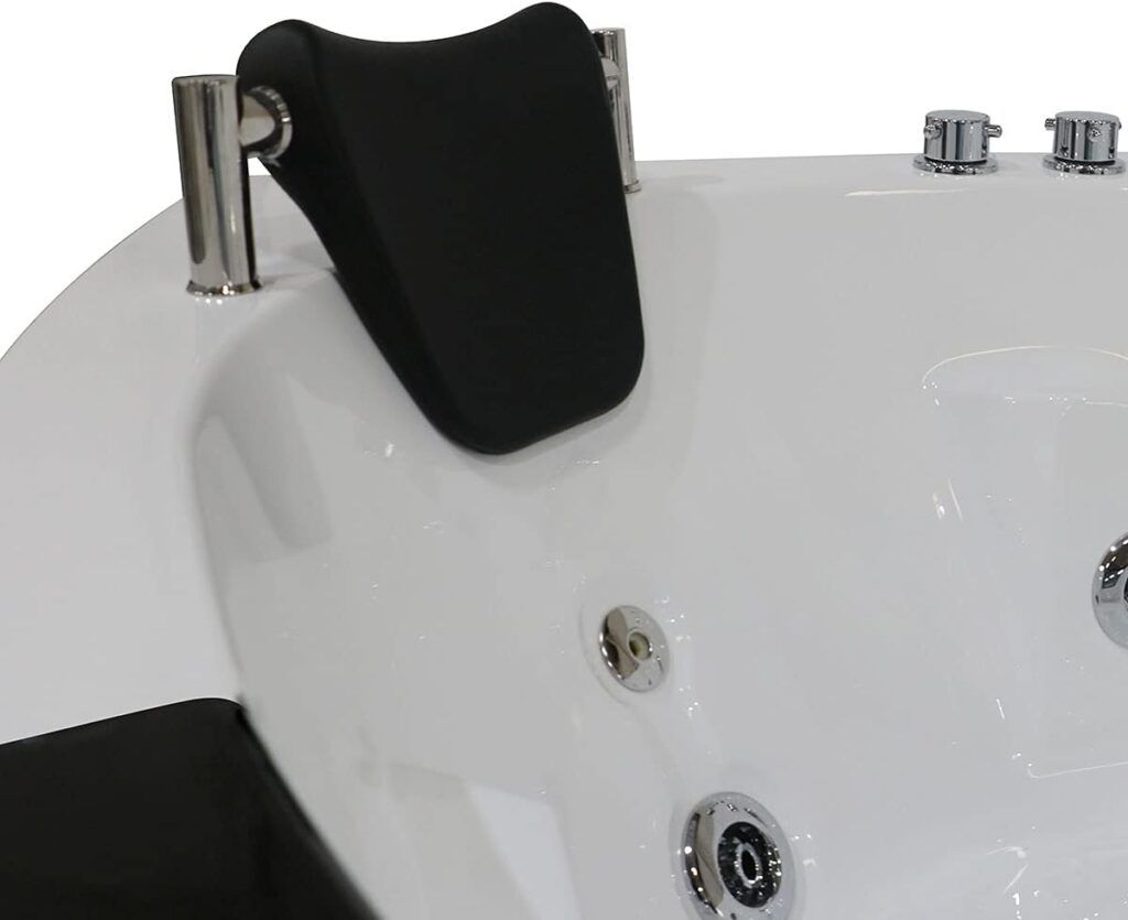 BHBL 61 x 61 In Freestanding Whirlpool Bathtub, Fan Shaped Back to Wall Whirlpool Tub, Therapy Massage Soaking Tub with Double Pillow (DK-Q312N)