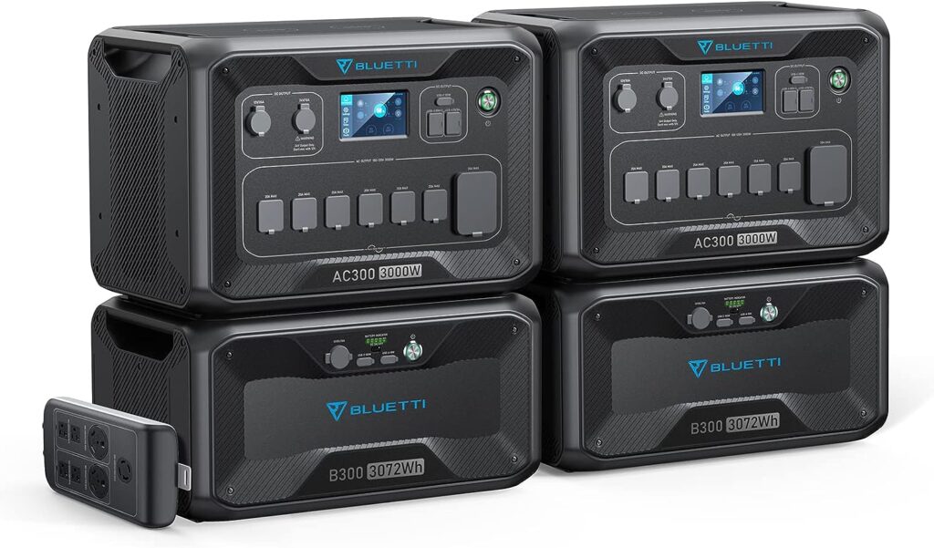 BLUETTI Expandable Portable Power Station, 2*AC300 and 2*B300 6000W/6144Wh/240V Solar Generator Kit, Home Backup Power for Home Use Outdoors RV Emergency(P030A Fusion Box Pro Included)