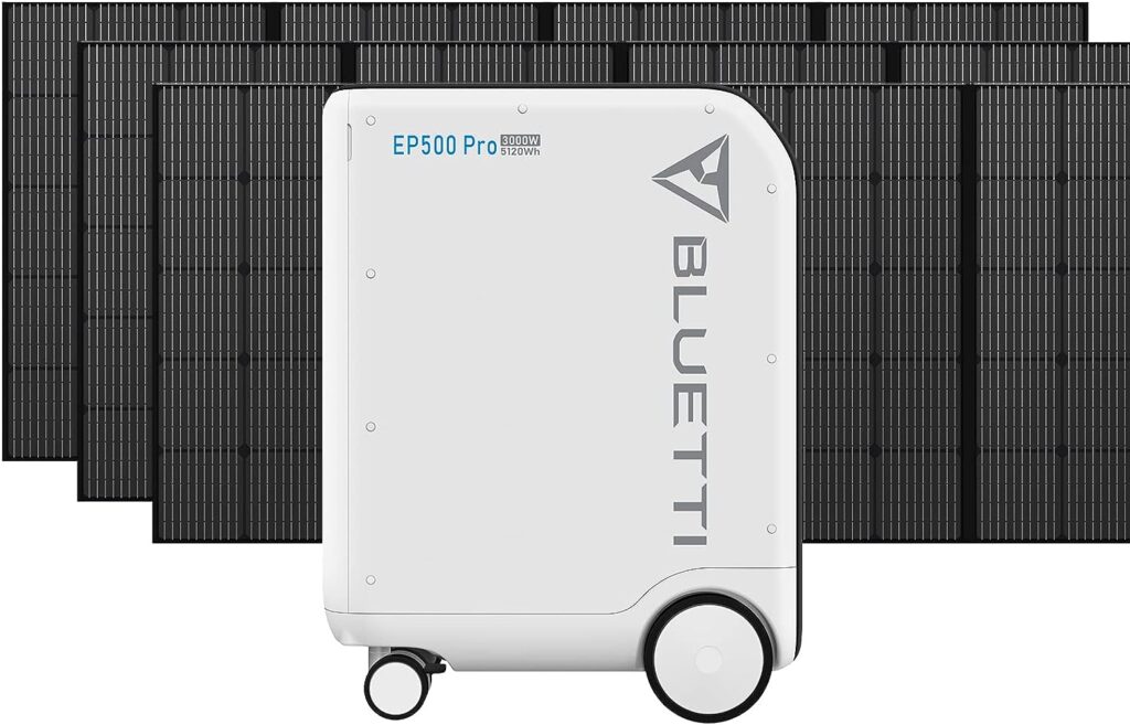 BLUETTI Solar Generator EP500Pro with 3 PV350 Solar Panels Included, 5100Wh LiFePO4 Battery Backup w/ 5 3000W AC Outlets, 2400W MPPT Solar, UPS Power Station for Home Use, Power Outage, Emergency