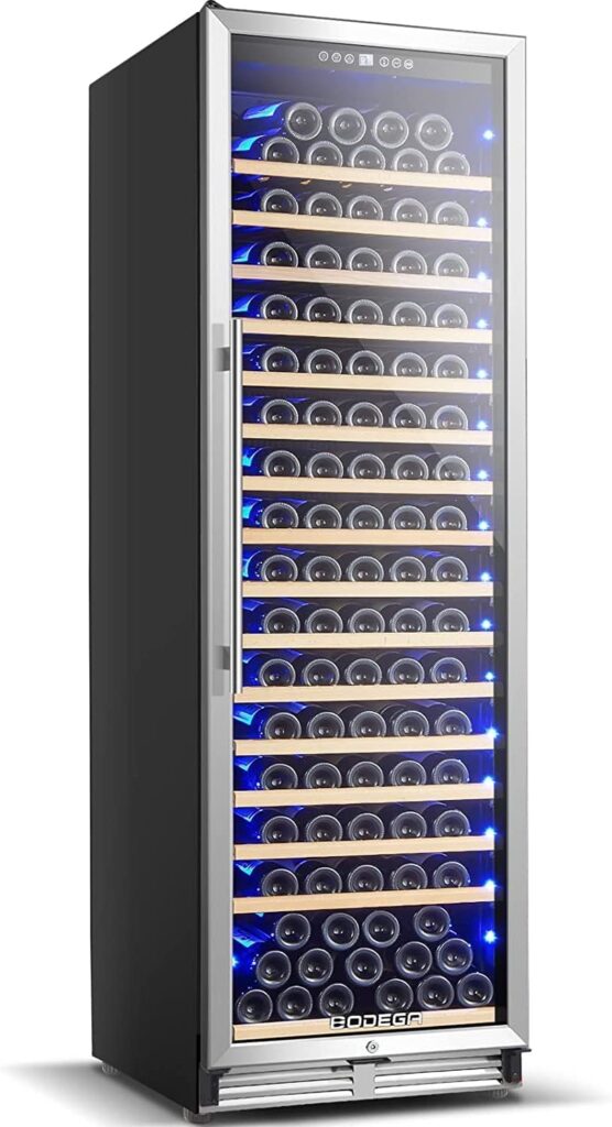 BODEGA 24 Inch Wine Cooler, 176 Bottles Large Capacity Frost Free Wine Fridge with Advanced Cooling Compressor for Red, Rose and Sparkling Wines,Built-in  Freestanding