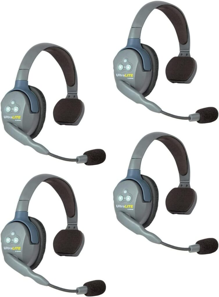 Eartec UL4S UltraLITE Full Duplex Wireless Headset Communication for 4 Users - 4 Single Ear Headsets : Electronics