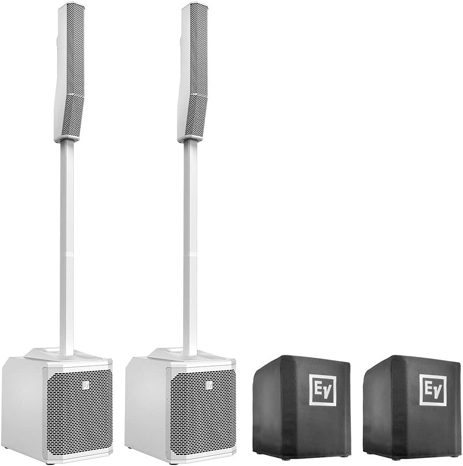Electro-Voice Evolve 30M White Compact Column Loudspeaker System (Pair) with 2X EVOLVE30M-SUBCVR Soft Cover Bundle