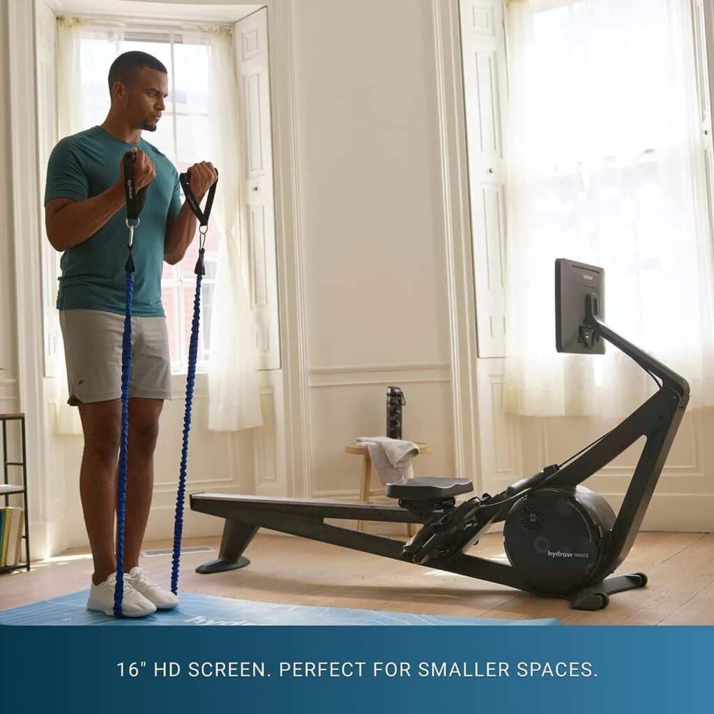 Hydrow Wave Rowing Machine with 16 HD Touchscreen Speakers - Foldable | Live Home Workouts, Subscription Required