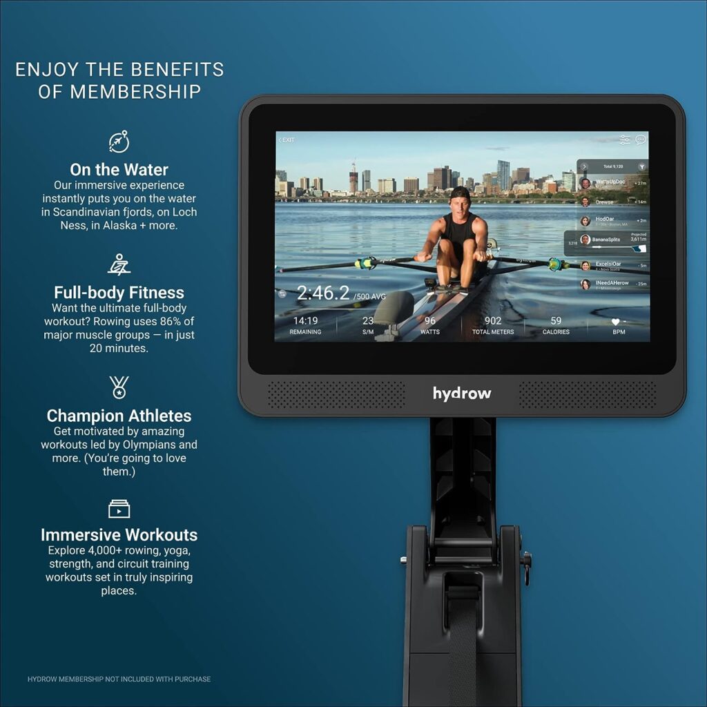 Hydrow Wave Rowing Machine with 16 HD Touchscreen Speakers - Foldable | Live Home Workouts, Subscription Required