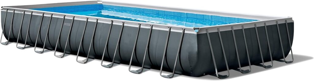 INTEX 26377EH Ultra XTR Deluxe Rectangular Above Ground Swimming Pool Set: 32ft x 16ft x 52in – Includes 2650 GPH Sand Filter Pump – Saltwater System – SuperTough Puncture Resistant – Rust Resistant