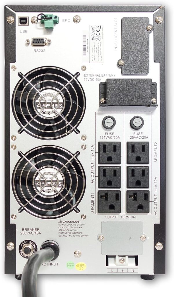 Maruson 3000VA Online Double-Conversion UPS Battery Backup System Surge Protector, True Sine Wave, Tower, Single Phase Uninterruptible Power Supply, TUV Certified, TAC-LV3K 3000VA / 2700W Maruson 3000VA Online Double-Conversion UPS Battery Backup System Surge Protector, True Sine Wave, Tower, Single Phase Uninterruptible Power Supply, TUV Certified, TAC-LV3K 3000VA / 2700W