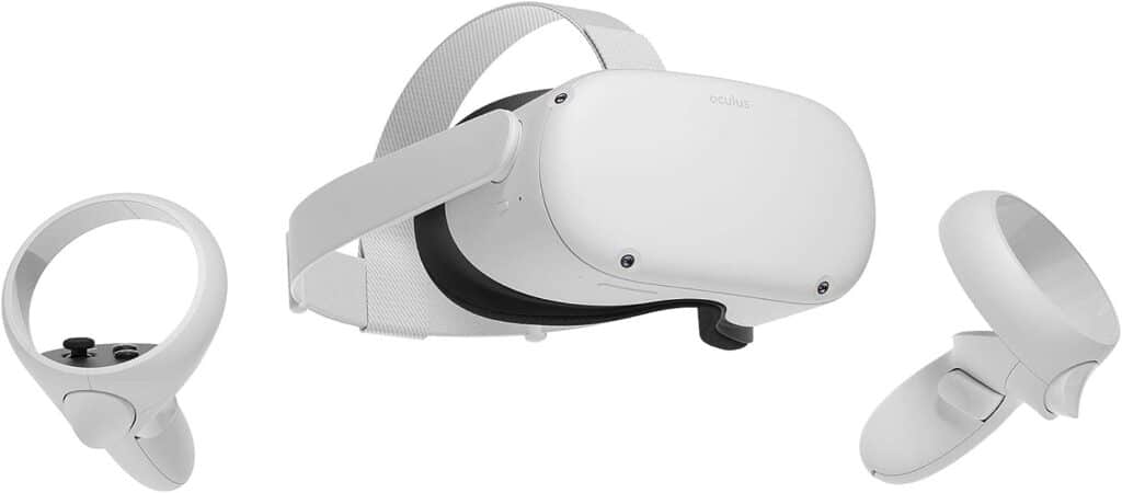 Oculus Quest 2 — 256GB Video — White Advanced All-in-One Virtual Reality Headset — 3D Cinematic Sound — for Family Holiday VR Gaming Entertainment — 16 Feet USB Type-C Link Cable Oculus Quest 2 — 256GB Video — White Advanced All-in-One Virtual Reality Headset — 3D Cinematic Sound — for Family Holiday VR Gaming Entertainment — 16 Feet USB Type-C Link Cable