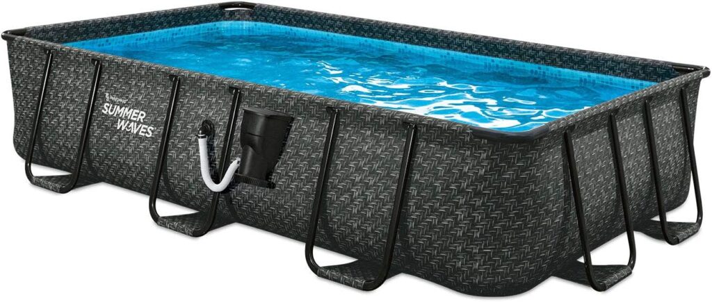 Summer Waves 13 Foot x 7 Foot x 39.5-Inch Above Ground Herringbone Outdoor Rectangle Swimming Pool Set with Filter Pump, Ladder, and Filter Cartridge