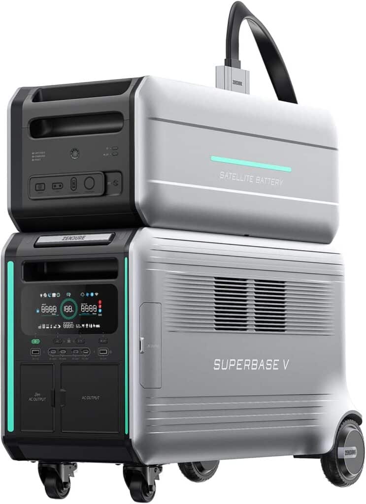 Zendure SuperBase V 4.6KWh Solar Generator with Extra Satellite Battery, 120/240V 3800W AC Output, LFP Portable Power Station for Home Backup, Emergency, Vanlife, RV, Tiny House, Off-grid