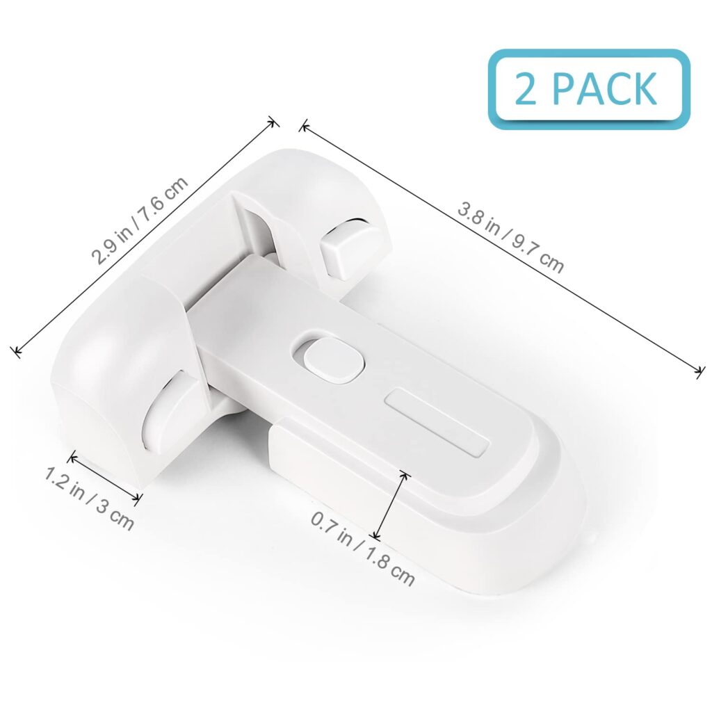 2 Pack Child Proof Fridge Lock, Refrigerator Fridge Freezer Door Latch to Keep Closed, Refrigerator Door Lock for Toddlers and Aging Seals, Easy to Install and No Unsightly Straps Required (White)