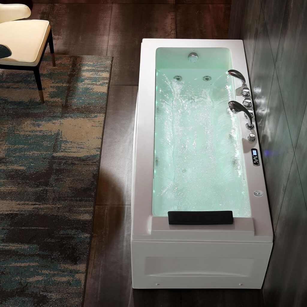 67 in Whirlpool Bathtub,Empava Jetted Tub with Heater,Hydro Massage Bathtub with 9 Water Jets+8 Air Jets,SPA Bathtub with Waterfall,Whirlpool Tub with Light,LED Control Panel
