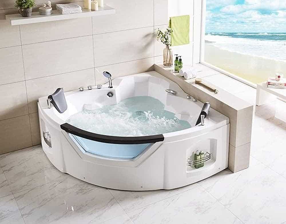 Acrylic Whirlpool Corner Bathtub 61 2 Person Hydro-massage Soaking SPA Double Ended Tub (Q312N)