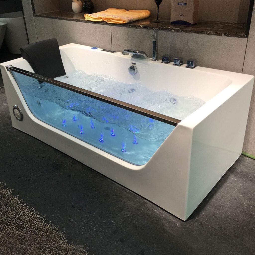 Acrylic Whirlpool Corner Bathtub 61 2 Person Hydro-massage Soaking SPA Double Ended Tub (Q312N)