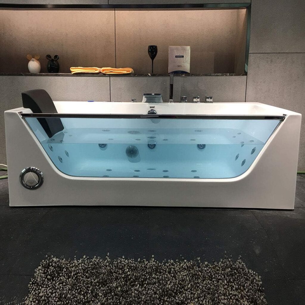 Acrylic Whirlpool Corner Bathtub 61 2 Person Hydro-massage Soaking SPA Double Ended Tub (Q312N)