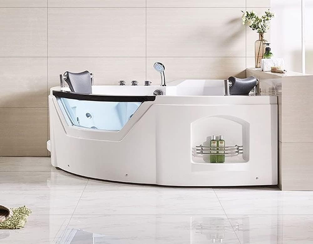 Acrylic Whirlpool Corner Bathtub 61 2 Person Hydro-massage Soaking SPA Double Ended Tub (Q312N)