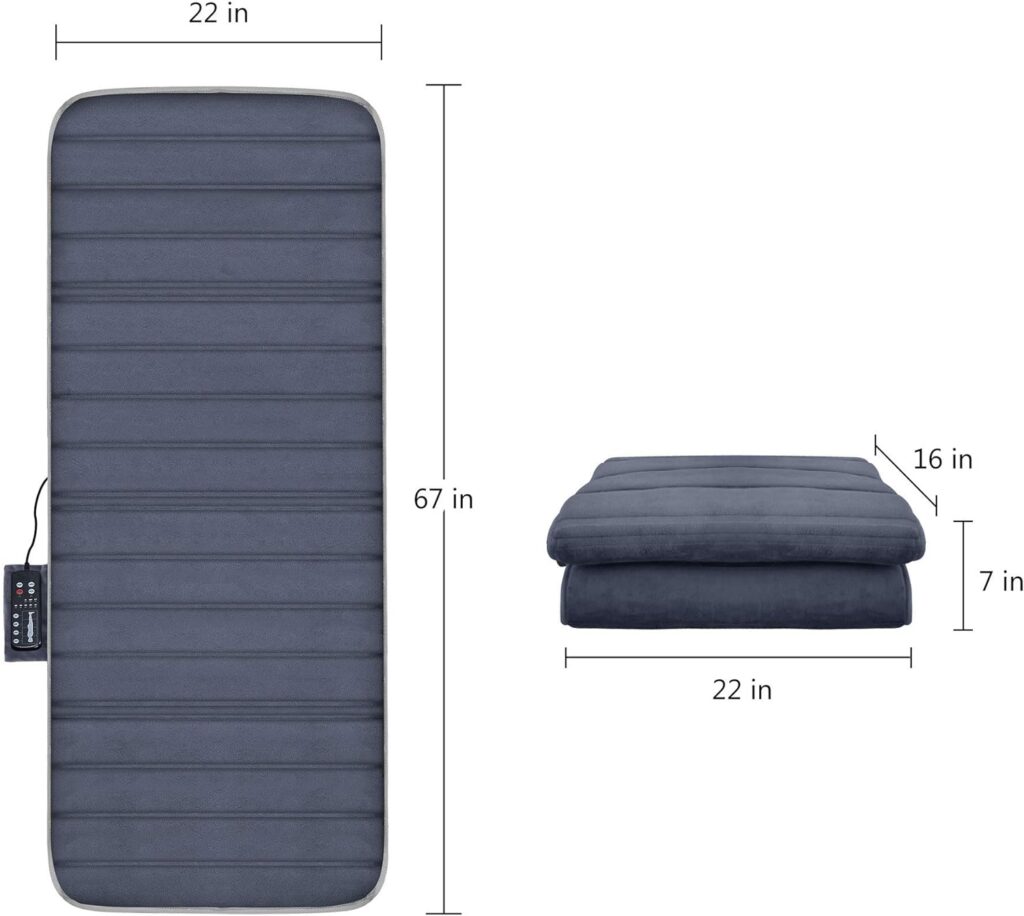 COMFIER Full Body Massage Mat with Heat, Chair Pad with 10 Vibration Motors  2 Therapy Heating pad with auto Shut Off,Heated Massage Mattress Pad for Back,Gray