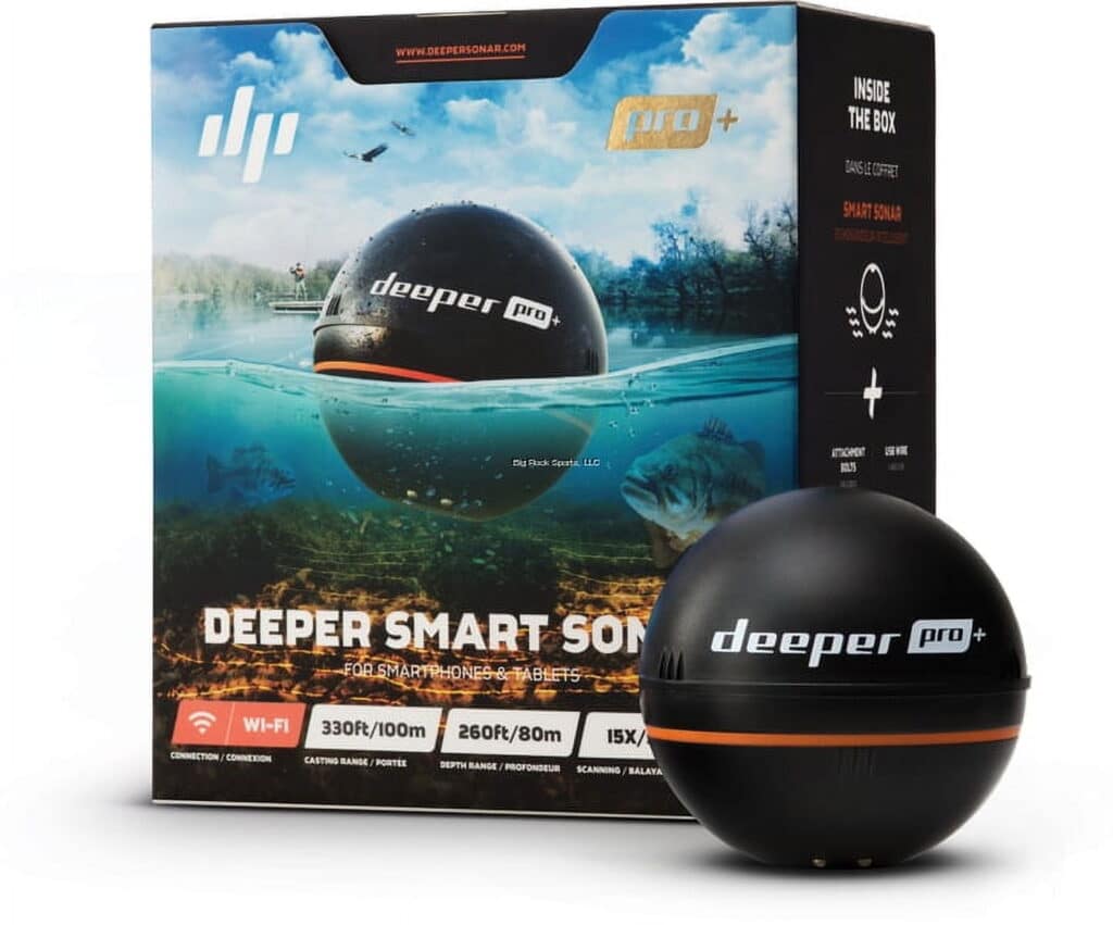Deeper PRO+ Smart Sonar Castable and Portable WiFi Fish Finder with Gps for Kayaks and Boats on Shore Ice Fishing Fish Finder
