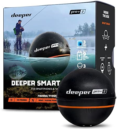 Deeper PRO+ Smart Sonar Castable and Portable WiFi Fish Finder with Gps for Kayaks and Boats on Shore Ice Fishing Fish Finder