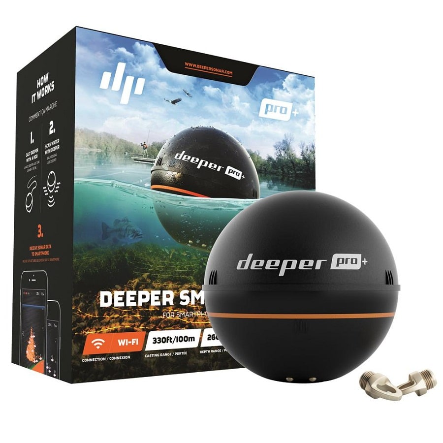 Deeper PRO+ Smart Sonar Castable and Portable WiFi Fish Finder with Gps for Kayaks and Boats on Shore Ice Fishing Fish Finder