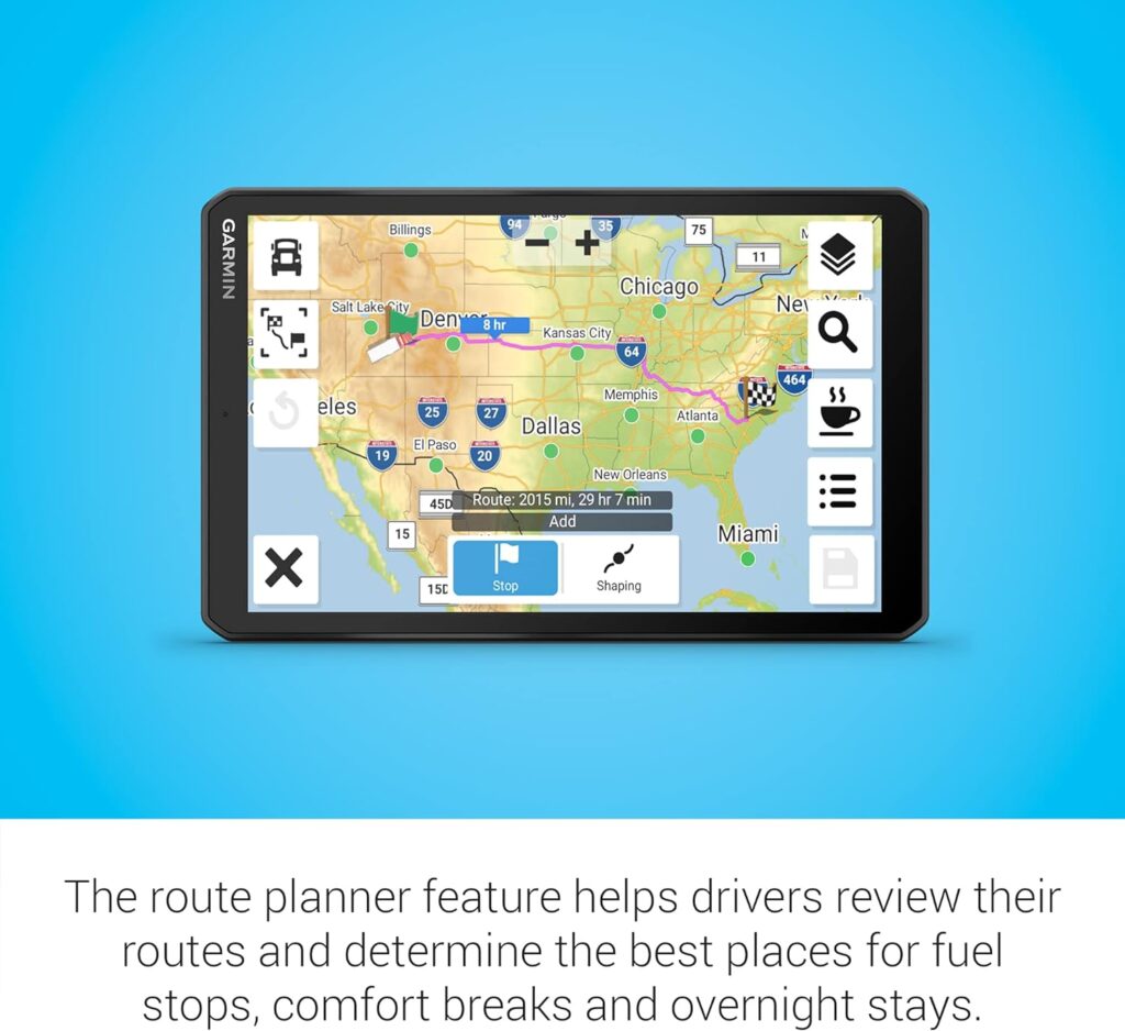 Garmin dēzl™ OTR810, Large, Easy-to-Read 8” GPS Truck Navigator, Custom Truck Routing, High-Resolution Birdseye Satellite Imagery, Directory of Truck  Trailer Services, Black