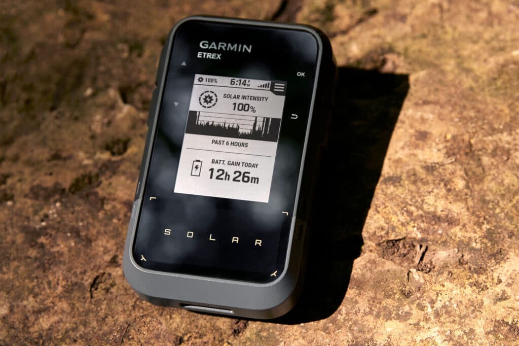 Garmin eTrex® Solar, GPS Handheld Navigator, Unlimited Battery Life, Water Resistant