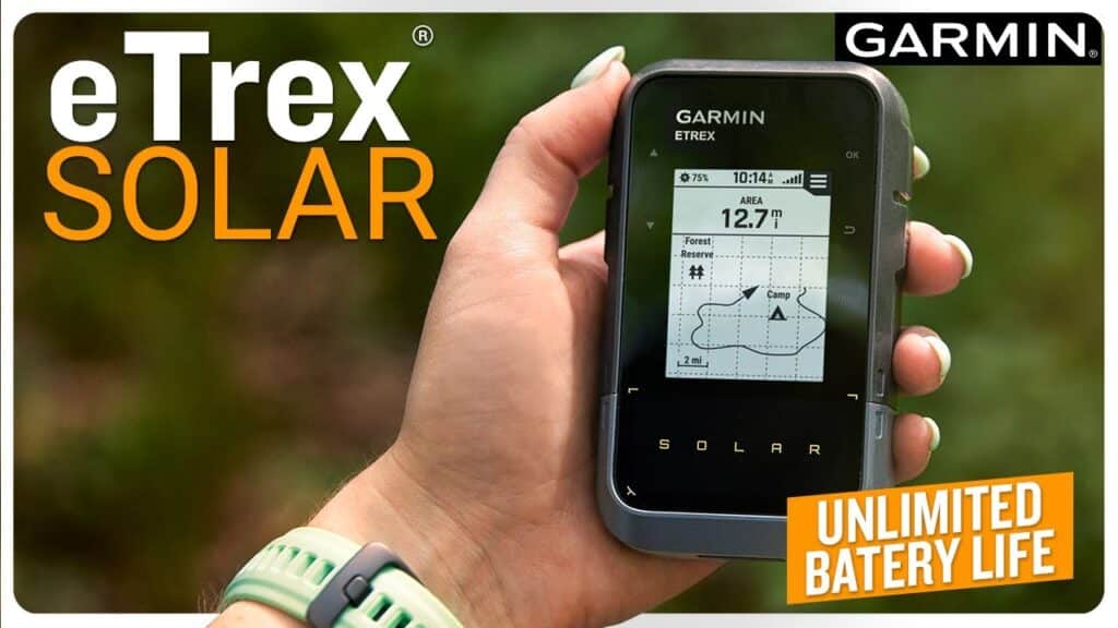 Garmin eTrex® Solar, GPS Handheld Navigator, Unlimited Battery Life, Water Resistant