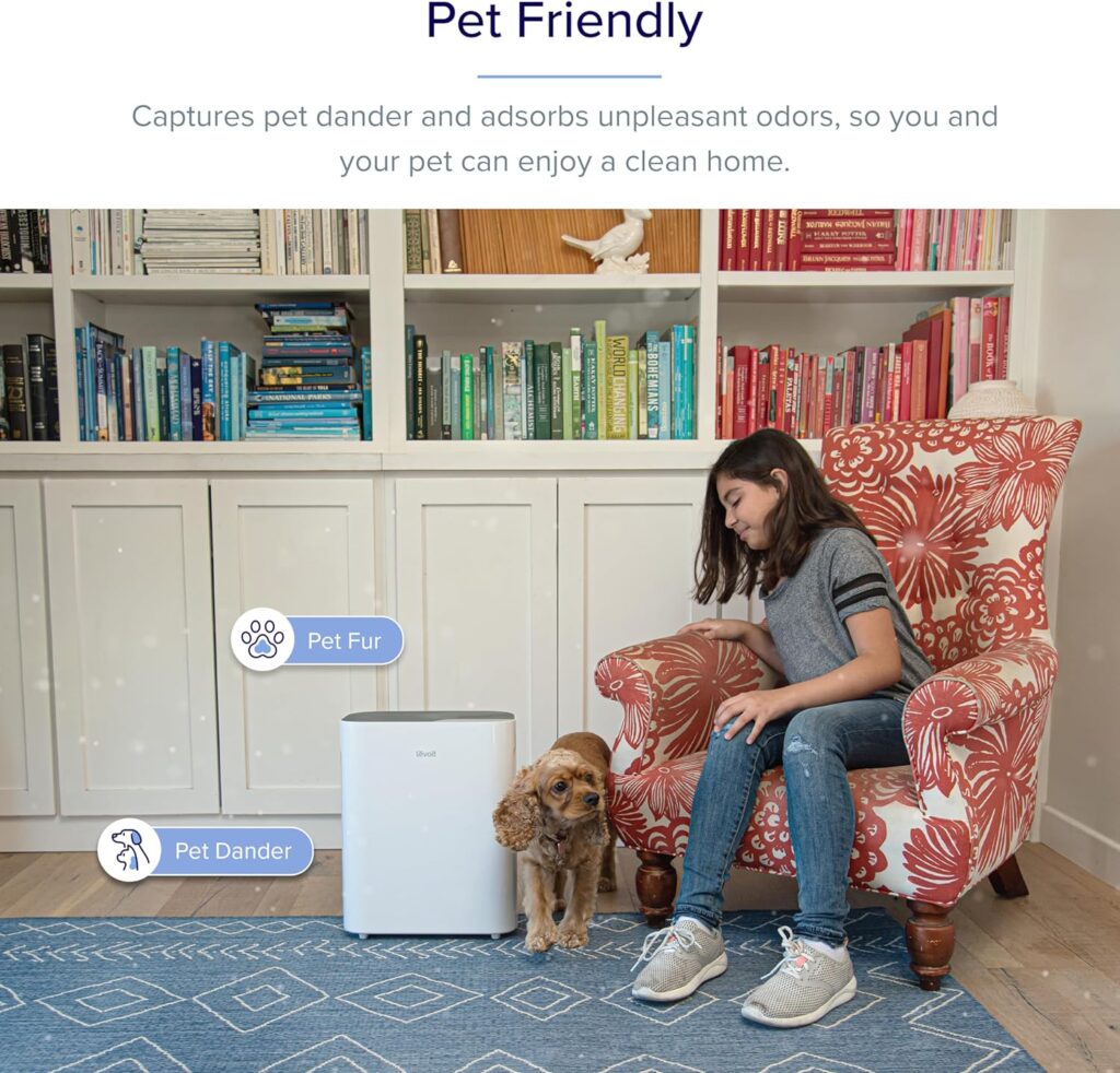 LEVOIT Air Purifiers for Home Large Room, HEPA Filter Cleaner with Washable Filter for Allergies, Smoke, Dust, Pollen, Quiet Odor Eliminators for Bedroom, Pet Hair Remover, Vital 100, White