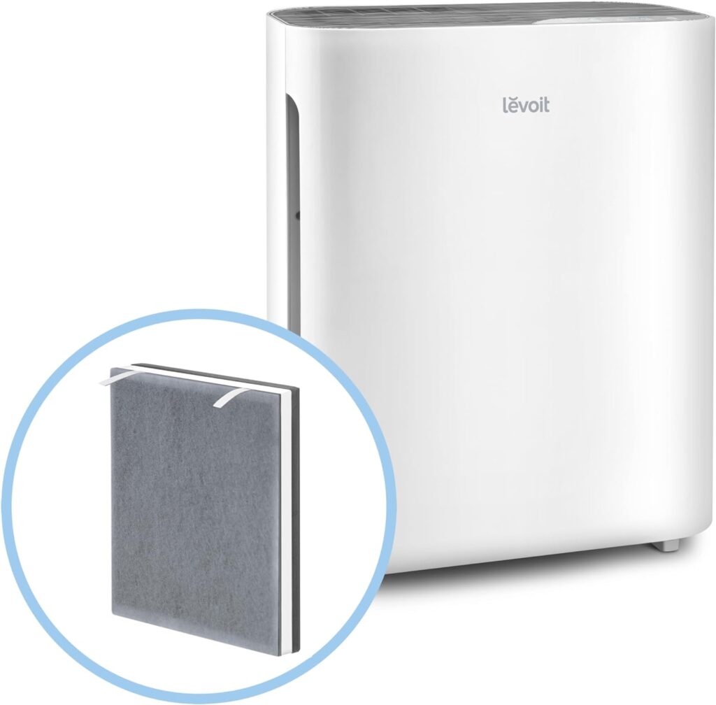 LEVOIT Air Purifiers for Home Large Room, HEPA Filter Cleaner with Washable Filter for Allergies, Smoke, Dust, Pollen, Quiet Odor Eliminators for Bedroom, Pet Hair Remover, Vital 100, White