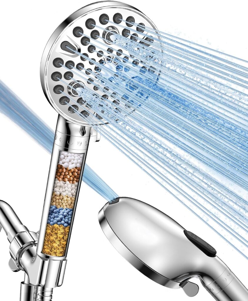 MakeFit Handheld Shower Head with Filter - High Pressure Shower Head with 10 Spray Modes, Hard Water Softener Shower Head with Hose, Bracket and Shower Filters to Remove Chlorine and Heavy Metals MakeFit Handheld Shower Head with Filter - High Pressure Shower Head with 10 Spray Modes, Hard Water Softener Shower Head with Hose, Bracket and Shower Filters to Remove Chlorine and Heavy Metals