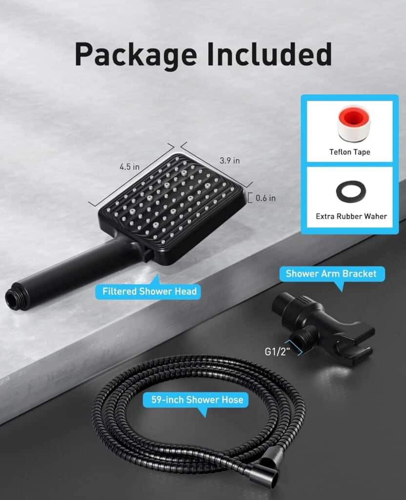MakeFit Handheld Shower Head with Filter - High Pressure Shower Head with 10 Spray Modes, Hard Water Softener Shower Head with Hose, Bracket and Shower Filters to Remove Chlorine and Heavy Metals MakeFit Handheld Shower Head with Filter - High Pressure Shower Head with 10 Spray Modes, Hard Water Softener Shower Head with Hose, Bracket and Shower Filters to Remove Chlorine and Heavy Metals