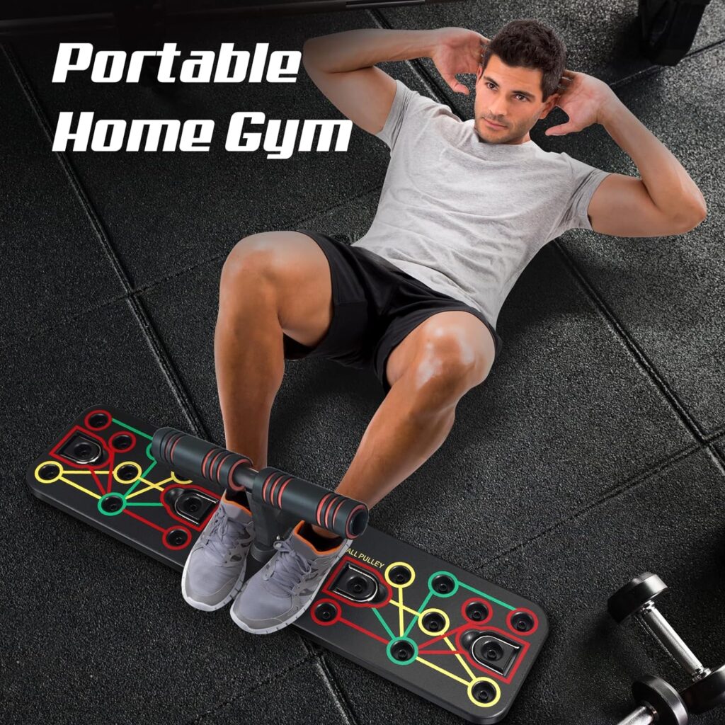 Portable Home Gym Equiptment: Push-Up Board, Pilates Exercise  20 Fitness Accessories with Resistance Bands, Sit-Up Base, Ab Roller Wheel - Full Body Workout for Men and Women, Gift for Boyfriend