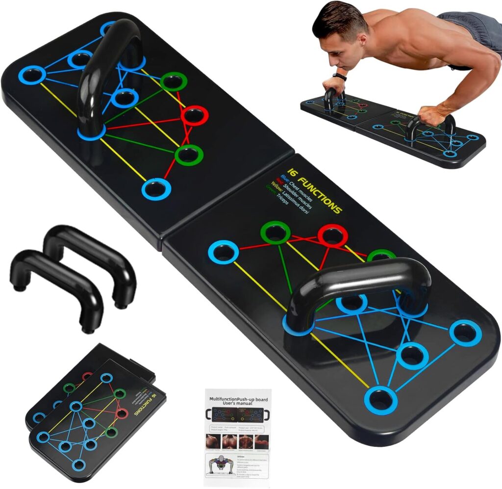 Portable Home Gym Equiptment: Push-Up Board, Pilates Exercise  20 Fitness Accessories with Resistance Bands, Sit-Up Base, Ab Roller Wheel - Full Body Workout for Men and Women, Gift for Boyfriend