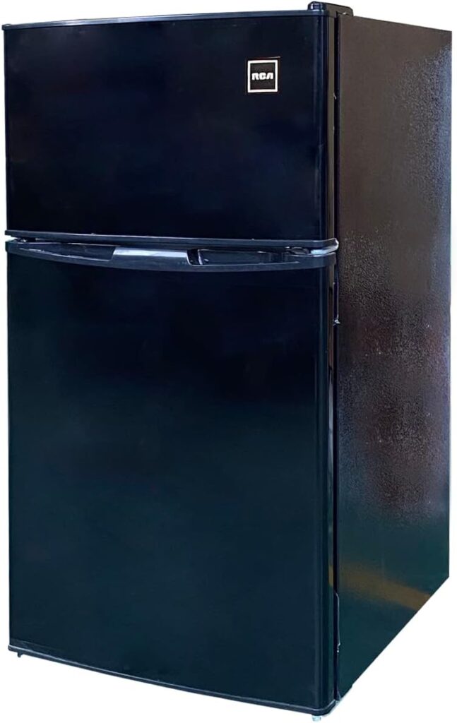 RCA - 2-Door - Compact Refrigerator/Freezer - Reversible Doors - Adjustable Thermostat - 3.2 Cu. Ft. - Black,