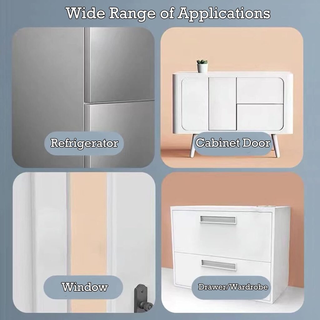 Refrigerator Fridge Freezer Door Lock with Password, Child Proof Refrigerator Door Lock for Kitchen Refrigerator, Cabinets and Drawers, Closets, Windows, Doors-No Tools Need or Drill (White)
