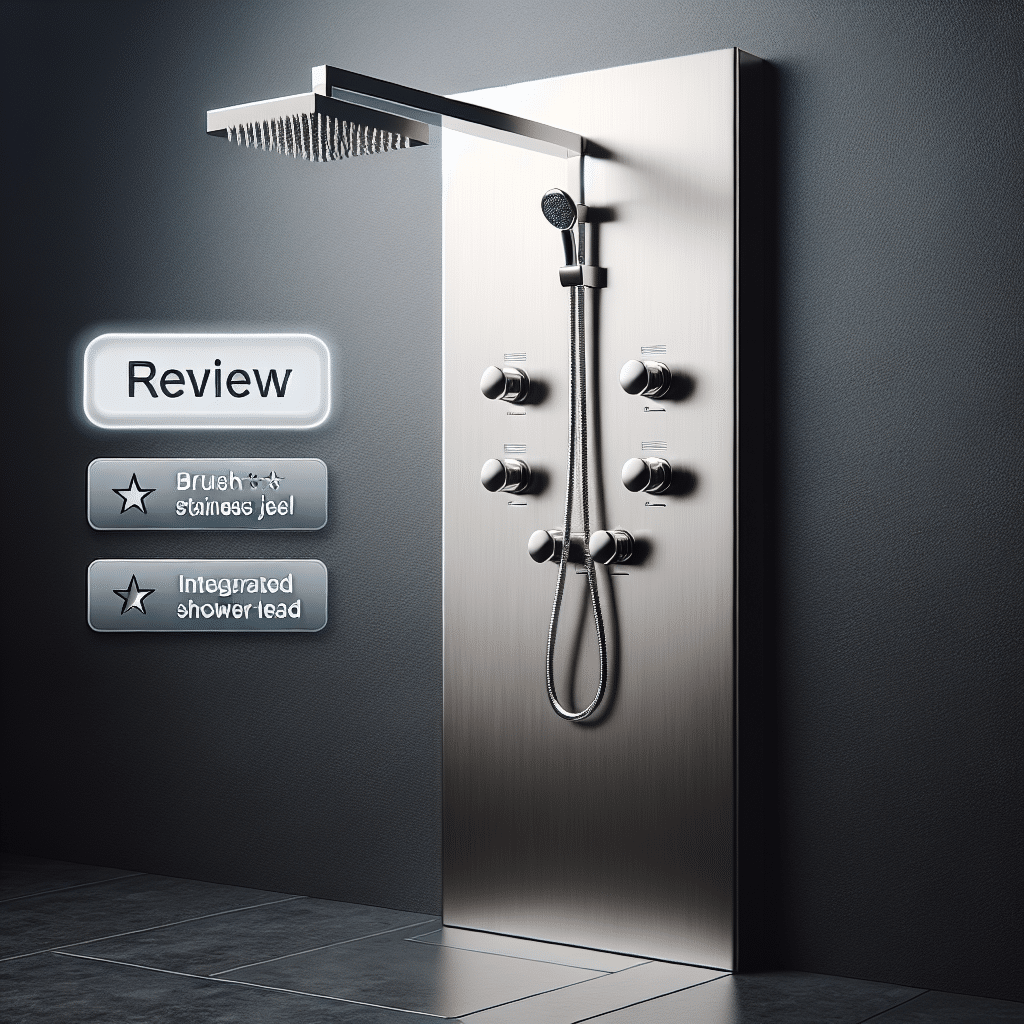 Signature Hardware 417701 Dalton Stainless Steel Thermostatic Outdoor Shower Panel with Shower Head, Hand Shower, Bodysprays and Bamboo Tray